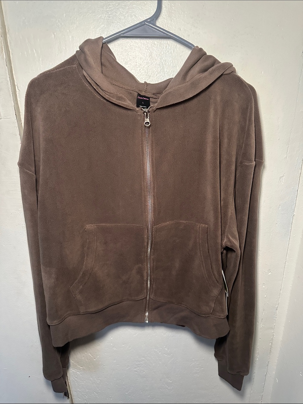 plush teddy hooded zip-up